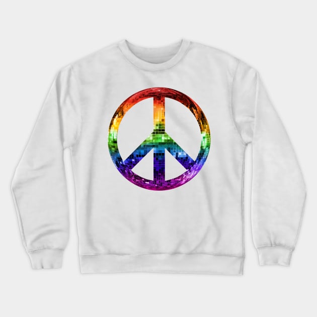 1970s Rainbow Disco Peace Sign Crewneck Sweatshirt by Art by Deborah Camp